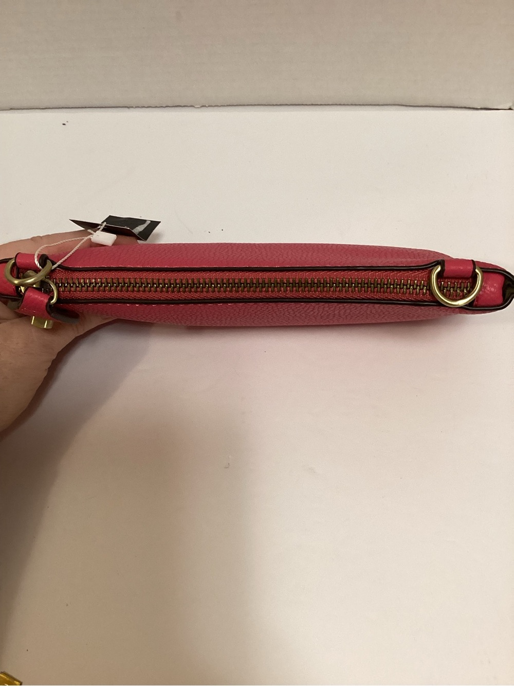 Joy Susan Hot Pink Pebbled Vegan Leather Wristlet/Crossbody Clutch - Picture 3 of 11